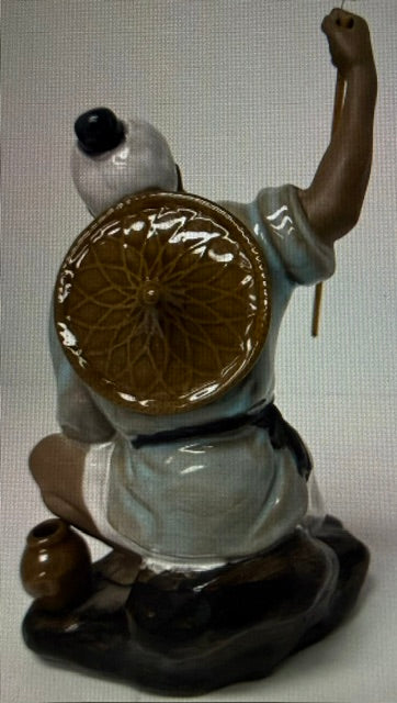 VINTAGE SHIWAN CERAMIC FISHERMAN CHINESE MUDMAN ARTWORK 1960s