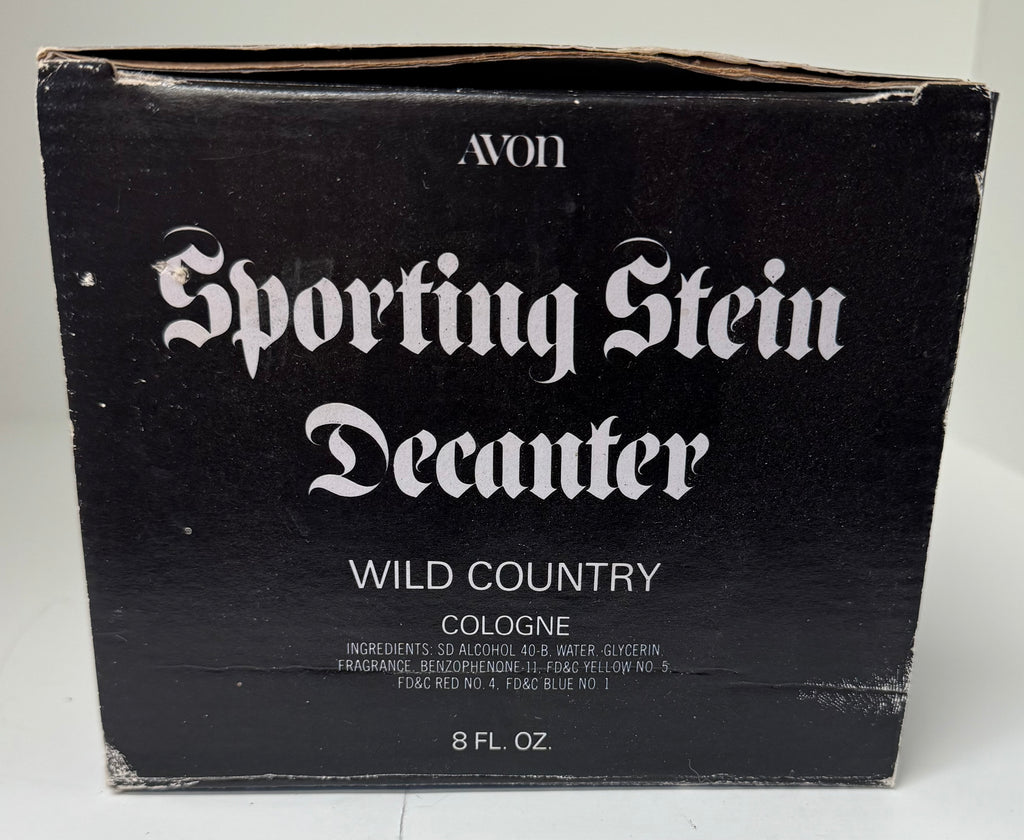 Vintage Avon Sporting Stein Decanter & Wild Country Cologne 8 Oz in Original Box