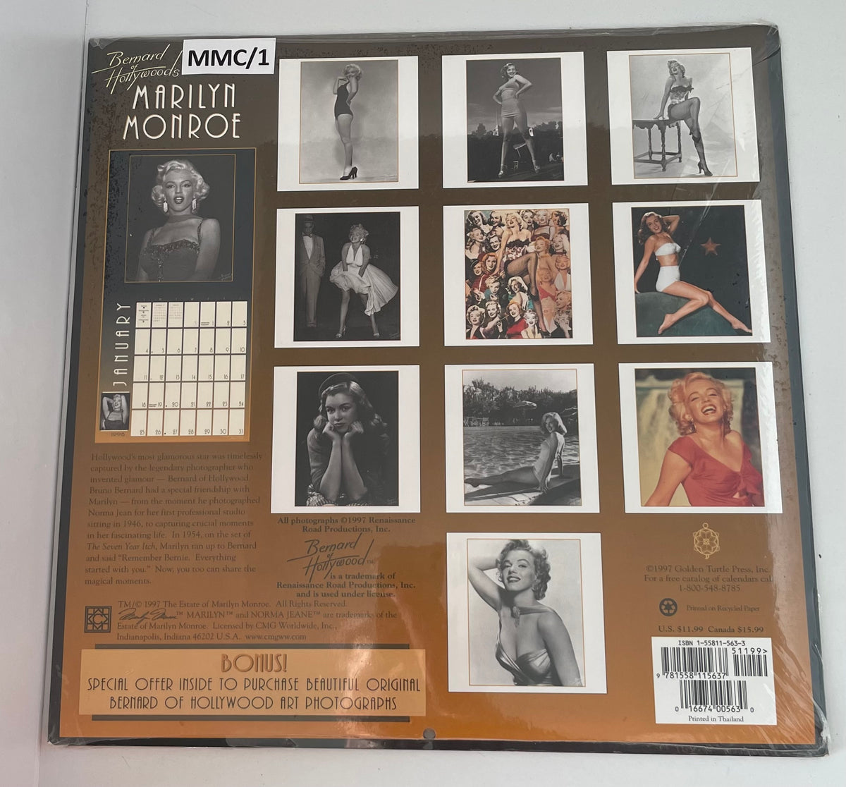 1998 Bruno Bernard Hollywood Publicity Sealed Marilyn Monroe