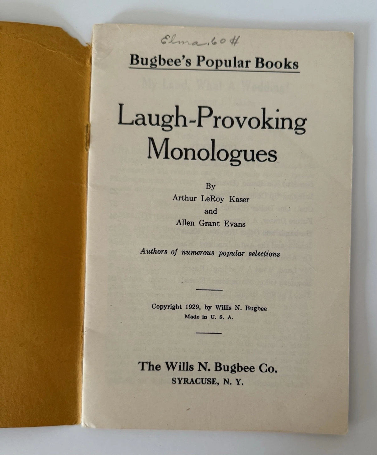 Laugh Provoking Monologues, 1929