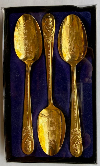 Your CHOICE - Set of 3 WM. Roger's Presidential Gold Plate Collectible Spoons