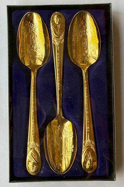 Your CHOICE - Set of 3 WM. Roger's Presidential Gold Plate Collectible Spoons