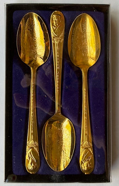 Your CHOICE - Set of 3 WM. Roger's Presidential Gold Plate Collectible Spoons