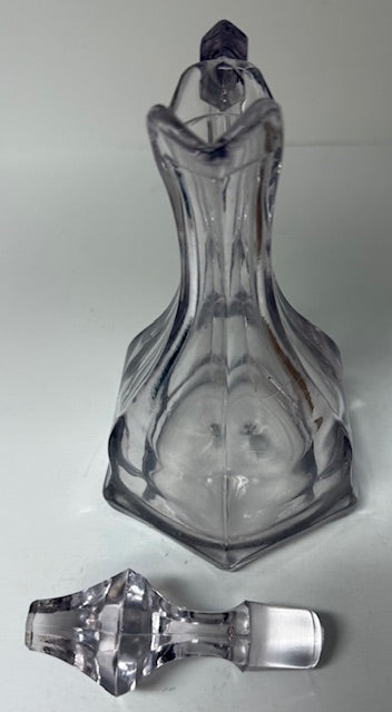 Vintage Olive Oil Pitcher Pink Depression Glass Hexegon with Stopper