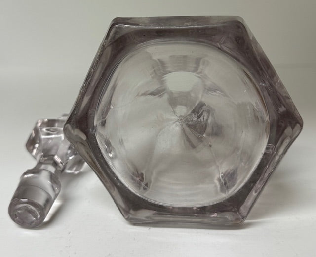 Vintage Olive Oil Pitcher Pink Depression Glass Hexegon with Stopper