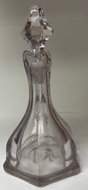 Vintage Olive Oil Pitcher Pink Depression Glass Hexegon with Stopper