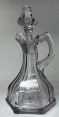Vintage Olive Oil Pitcher Pink Depression Glass Hexegon with Stopper